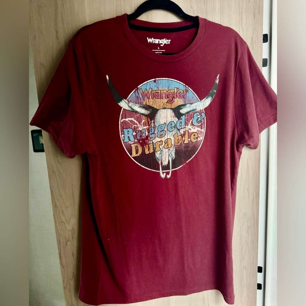 Wrangler | Burgundy Men’s Crew Neck Tee | Size Large